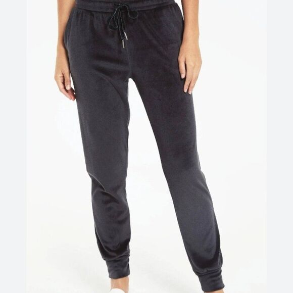 Z Supply Pants - Z Supply Pants Jogger Women Velour Ultra Soft Stretchy Loungewear Pockets Black